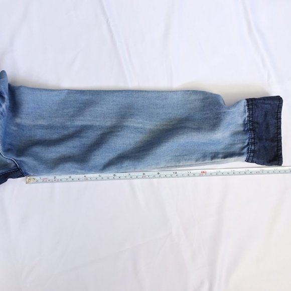 Standards & Practices Two-Tone Denim Cotton Button Long Sleeve - Picture 5 of 7